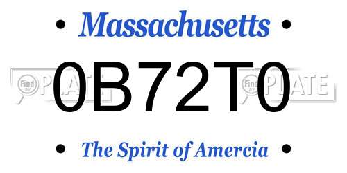 0B72T0 Massachusetts License Plate