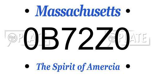 0B72Z0 Massachusetts License Plate
