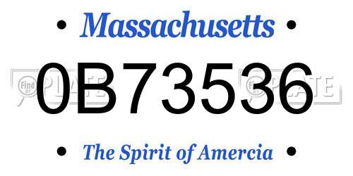 0B73536 Massachusetts License Plate