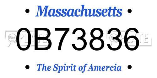 0B73836 Massachusetts License Plate