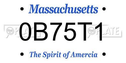 0B75T1 Massachusetts License Plate