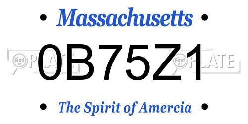 0B75Z1 Massachusetts License Plate
