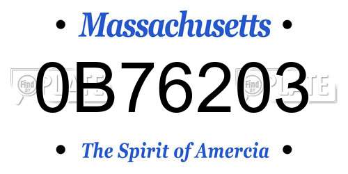 0B76203 Massachusetts License Plate