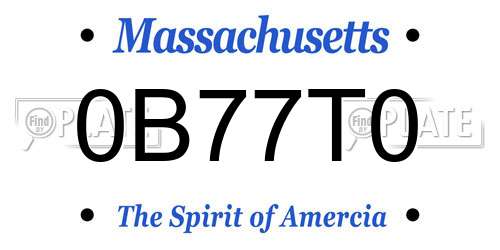 0B77T0 Massachusetts License Plate