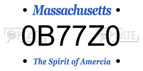 0B77Z0 Massachusetts License Plate