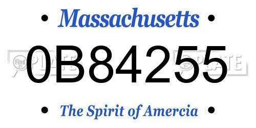 0B84255 Massachusetts License Plate