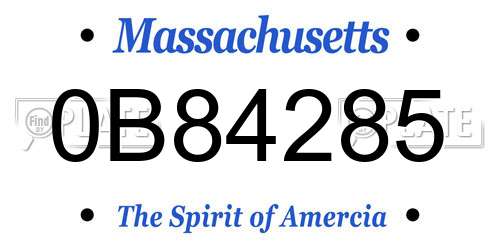 0B84285 Massachusetts License Plate