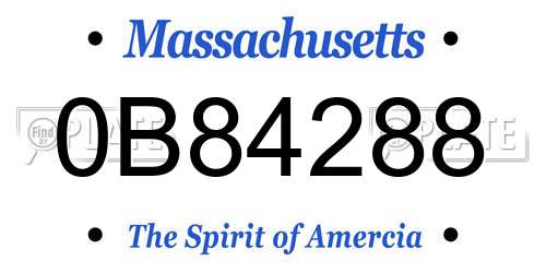 0B84288 Massachusetts License Plate
