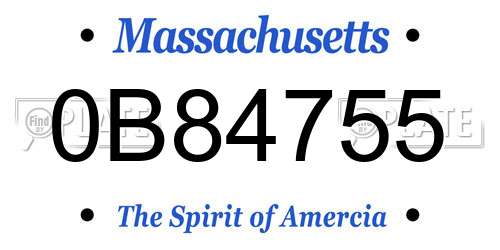 0B84755 Massachusetts License Plate