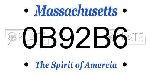 0B92B6 Massachusetts License Plate