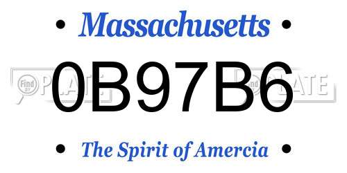 0B97B6 Massachusetts License Plate