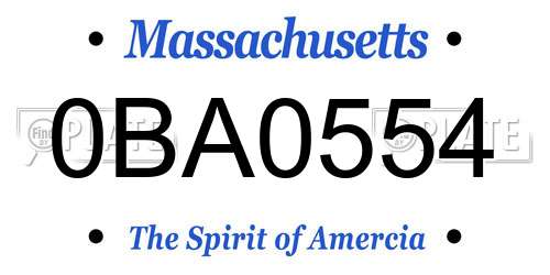 0BA0554 Massachusetts License Plate