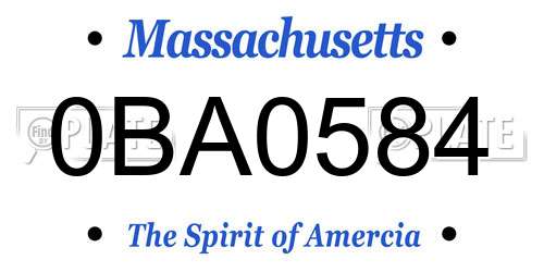 0BA0584 Massachusetts License Plate