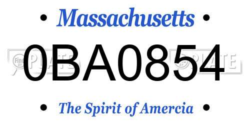 0BA0854 Massachusetts License Plate