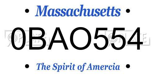 0BAO554 Massachusetts License Plate
