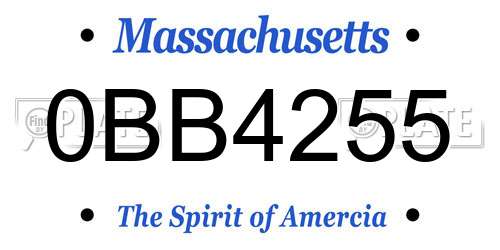 0BB4255 Massachusetts License Plate