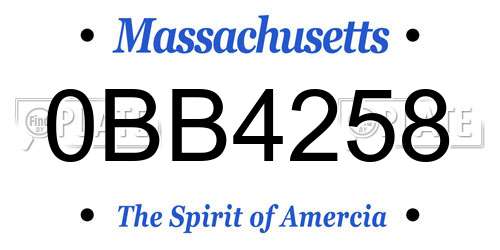 0BB4258 Massachusetts License Plate