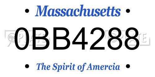 0BB4288 Massachusetts License Plate