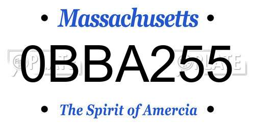 0BBA255 Massachusetts License Plate