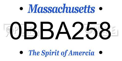 0BBA258 Massachusetts License Plate