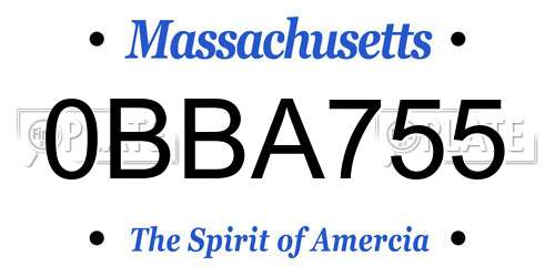 0BBA755 Massachusetts License Plate
