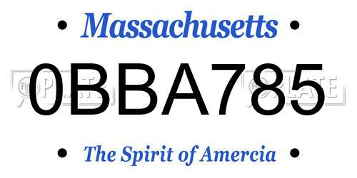 0BBA785 Massachusetts License Plate