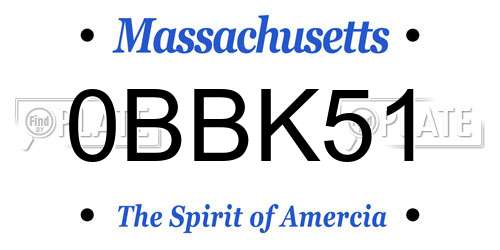 0BBK51 Massachusetts License Plate