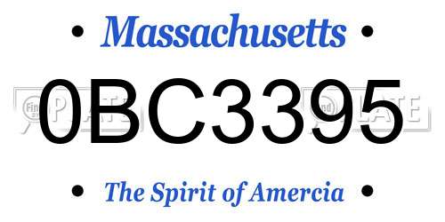 0BC3395 Massachusetts License Plate