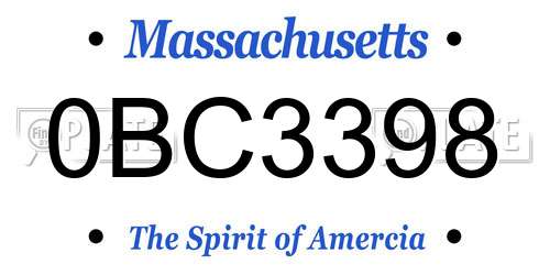 0BC3398 Massachusetts License Plate