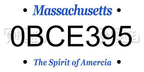 0BCE395 Massachusetts License Plate