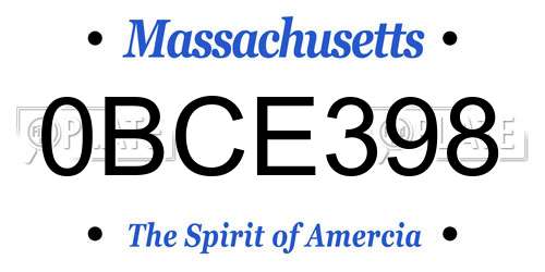 0BCE398 Massachusetts License Plate