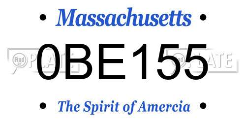 0BE155 Massachusetts License Plate