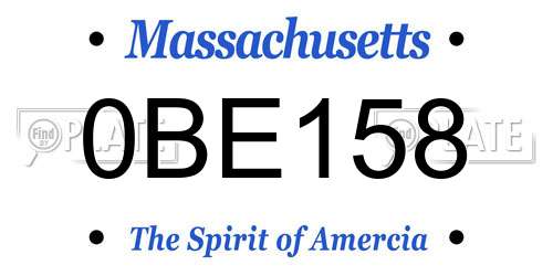 0BE158 Massachusetts License Plate