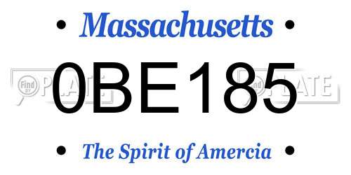 0BE185 Massachusetts License Plate