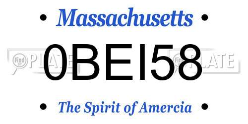 0BEI58 Massachusetts License Plate