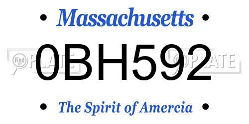0BH592 Massachusetts License Plate