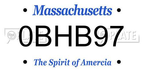 0BHB97 Massachusetts License Plate