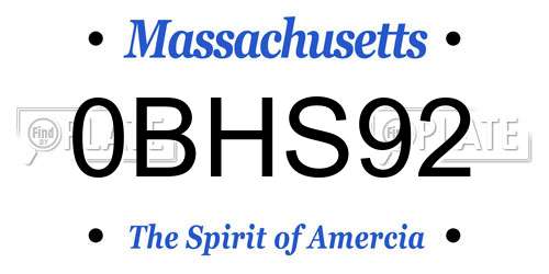 0BHS92 Massachusetts License Plate
