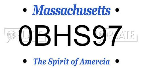 0BHS97 Massachusetts License Plate