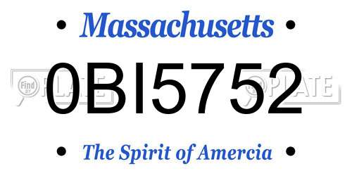 0BI5752 Massachusetts License Plate