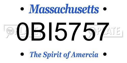 0BI5757 Massachusetts License Plate