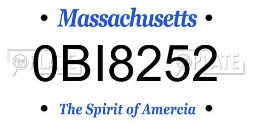 0BI8252 Massachusetts License Plate