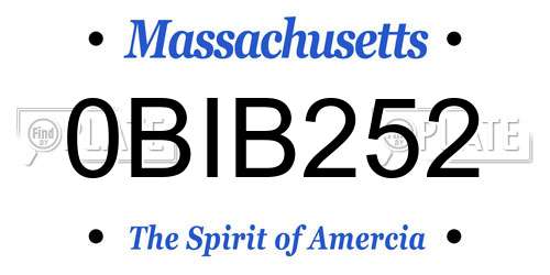0BIB252 Massachusetts License Plate