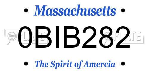 0BIB282 Massachusetts License Plate
