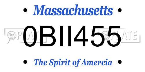 0BII455 Massachusetts License Plate