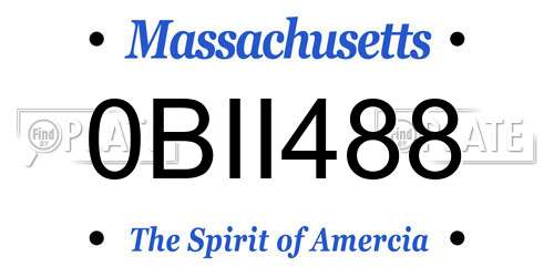 0BII488 Massachusetts License Plate