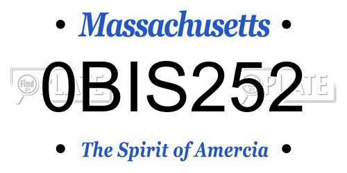 0BIS252 Massachusetts License Plate