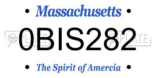 0BIS282 Massachusetts License Plate