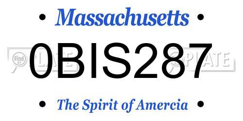 0BIS287 Massachusetts License Plate