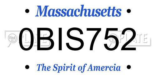 0BIS752 Massachusetts License Plate